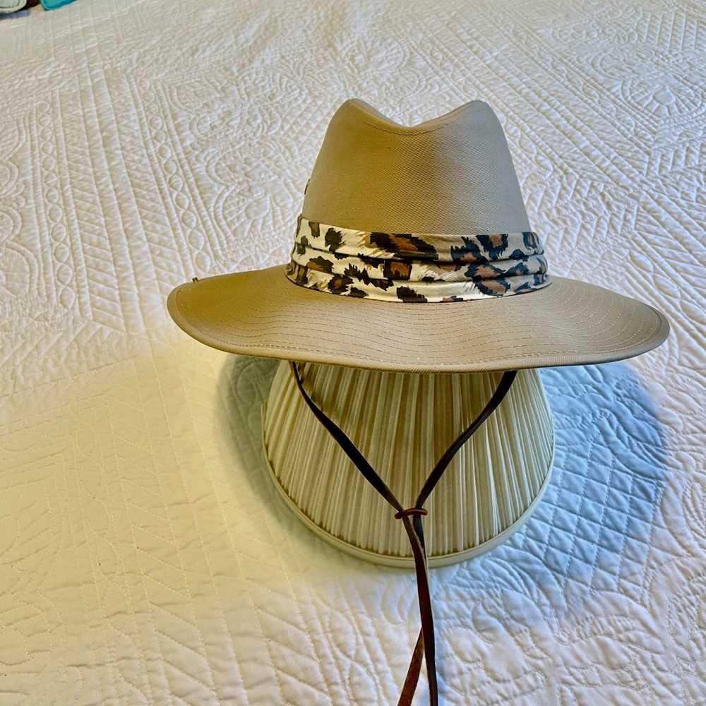 Stylish Tan Hat  with Animal Print Band from ACE Hy